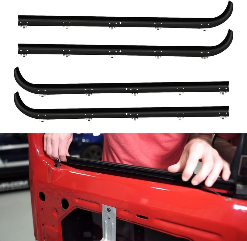 ACLONG Window Molding Sweep Felt Trim Seal Front Inner & Outer Weatherstrip Kit Fit for Ford F-150 F-250 F-350 Bronco 1987-1996-4 Piece Set Replace E7TZ1521452A E7TZ1521453A F2TZ1521456A F2TZ1521457A - Image 4